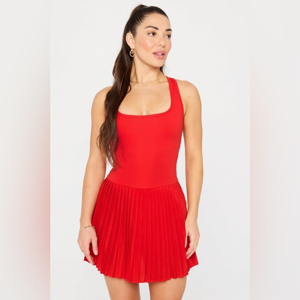 NWT Fabletics Hot Shot Pleated Dress Mini Red